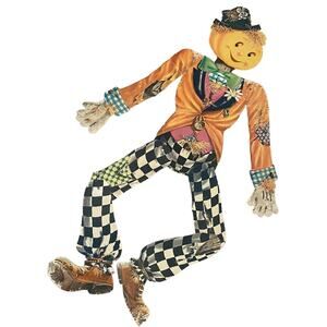 Halloween Decor Life Size! Dancing Scarecrow VTG Die Cut Jointed Cardboard 55"